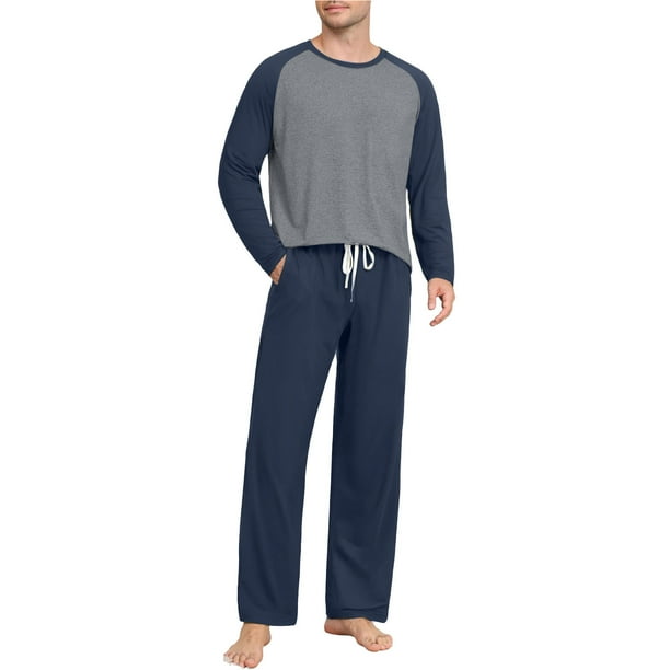 Conjunto de pijama informal de estilo masculino, camisa de manga larga con cuello redondo y cordón en la cintura, pantalones largos holgados para el hogar, pantalones cortos de manga corta de poliéste