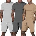 thumbnail image 4 of AJZIOJIRO Men's Summer Casual T-Shirts Shorts Set Short Sleeve Cotton Shirt Tops Pants Set M-3XL, 4 of 9