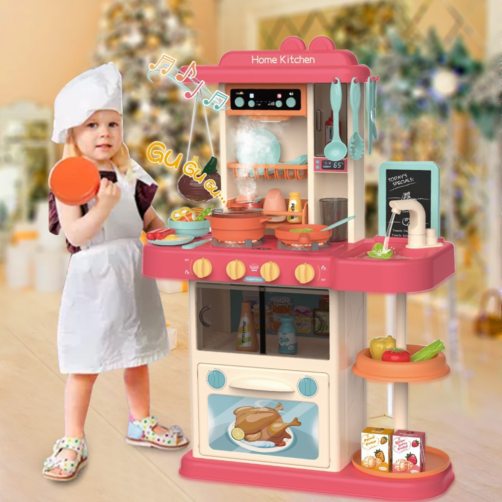 Role Play Kids Kitchen Playset With Real Cooking And Water Boiling Sounds-Gril 