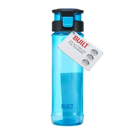 Built NY Reusable Tritan Water Bottle with Flip Top Lid and Chug Spout 25 oz, Blue