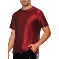 thumbnail image 4 of Glitter T Shirt for Men's Short Sleeve Metallic Party Tees Nightout Sparkly T-Shirts XL Red, 4 of 5