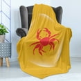 thumbnail image 4 of Crabs Soft Flannel Fleece Throw Blanket, Crab an Abstract Bubble on Yellow Background Seafood Theme, Cozy Plush for Indoor and Outdoor Use, 50" x 70", Dark Coral Marigold, by Ambesonne, 4 of 5