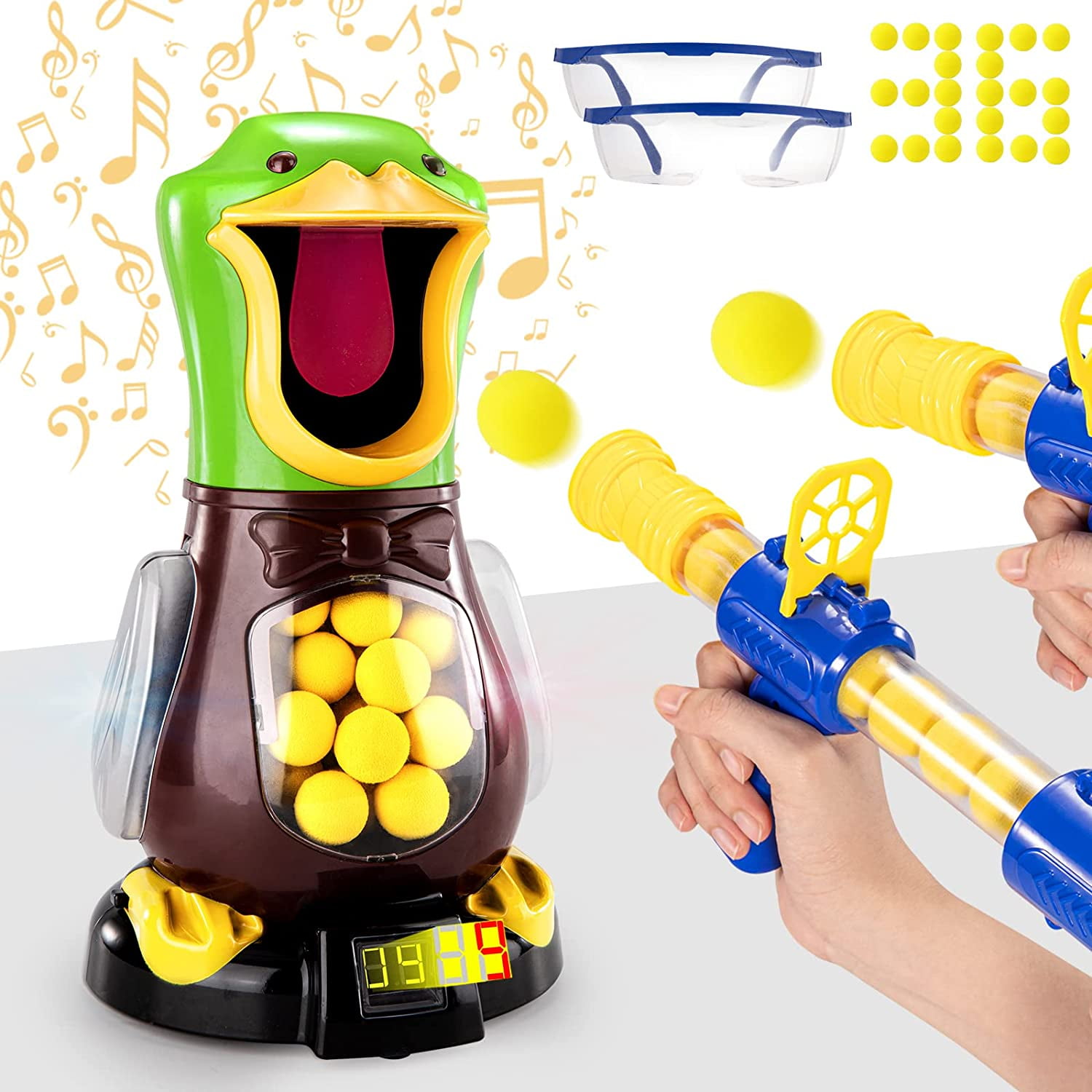 Duck Shooting Toys for Kids 3-5 Years, 2 Packs of Toy Foam Blasters with Movable Target, Interactive Competition Game Gift for Boys and Girls Ages 6 7 8 9+ Years Old