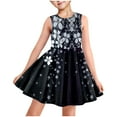 thumbnail image 2 of TGSLY Girls Summer Princess Dresses Cute Flower Printed Sleeveless Suspender Flared Skater Dress Loose Flowy Swing Beach Vacation Sundress with Pockets Multicolor#25 3 Years, 2 of 9