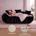 thumbnail image 5 of FFH 75.5" Cloud Couch, Floral-Shaped Bean Bag Sofa, Boneless Loveseat Sofa for Living Room, Plush Faux Fur, Black, 5 of 7