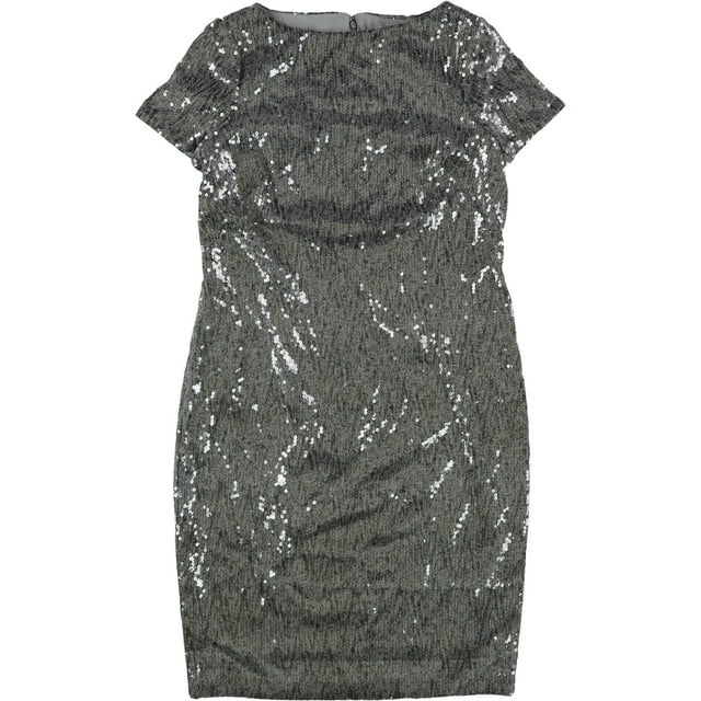 Vestido de cóctel con lentejuelas para mujer Ralph Lauren gris 12