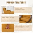 thumbnail image 4 of Chaise Lounge Chair Indoor with Wood Armrest, 53.5" Oversized Couch Reading Chairs with Wood Legs and 2 Side Pockets, Chenille Upholstered Lazy Sleeper Armchair for Living Room, Bedroom, Yellow, 4 of 6