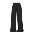 thumbnail image 6 of Wide Leg Linen Pants for Women High Waisted Ruffle Hem Palazzo Pants Boho Summer Casual Loose Flowy Pant Trousers Black L, 6 of 7