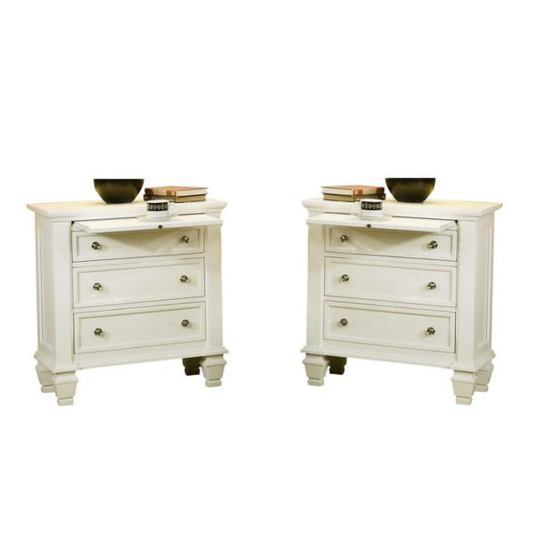 White Night Stand With Pull Out Shelf, Dresser With Pull Out Tray