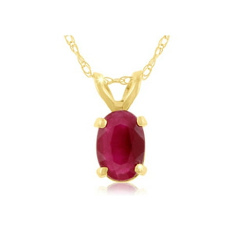 14kt Gold Ruby Cross Pendant - .60ct Oval Ruby Pendant in 14k Yellow Gold