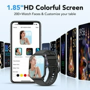 New Smart Watch Fits for Android and IPhone, 1.85 inch Fitness Tracker, Men Womens Smartwatch with Answer/Make Calls/Message Reminder/112+ Sports Modes, IP68 Waterproof, for Gift Black