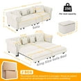 thumbnail image 3 of Timbernest 89" Pull Out Sofa Bed King Size, 3 in 1 Convertible Sleeper Sofa, Velvet Chaise Lounge, Tufted 3-Seater Chesterfield Sofa with Movable Ottoman and Rolled Arm, Beige, 3 of 13