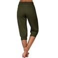 thumbnail image 5 of Women's High Waisted Capri Pants Drawstring Lightweight Stretch Yoga Hiking Joggers Casual Summer Pants with Pockets Army Green, 5 of 6