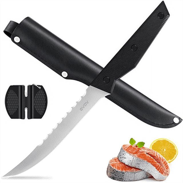 ANTOWIN 8 Inch Fishing Fillet Knife, Knives for Filleting Fish and Boning  Meat, Sharp Stainless-Steel Non-Stick Coating Blade, with Stage Knife  Sharpener - ANTOWIN