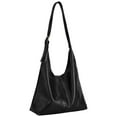 thumbnail image 2 of Spencer Women's PU Leather Bucket Handbag, Leather Hobo Bags for Women Slouchy Tote Bag Purses Ladies Tote Shoulder Bag, Black, 2 of 12