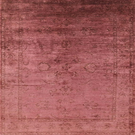 Ahgly Company Indoor Square Mid-Century Modern Red Oriental Area Rugs, 8' Square