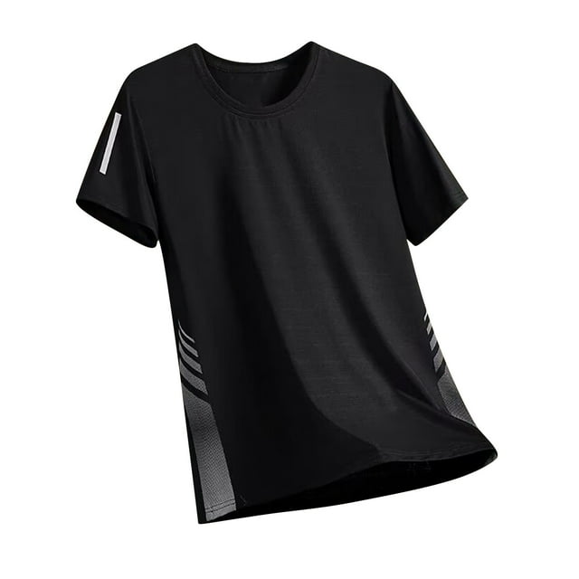 Haut d'Entraînement à Manches Courtes pour Hommes Col Rond Évacuant l'Humidité T-Shirts de Gym Légers Sports d'Été