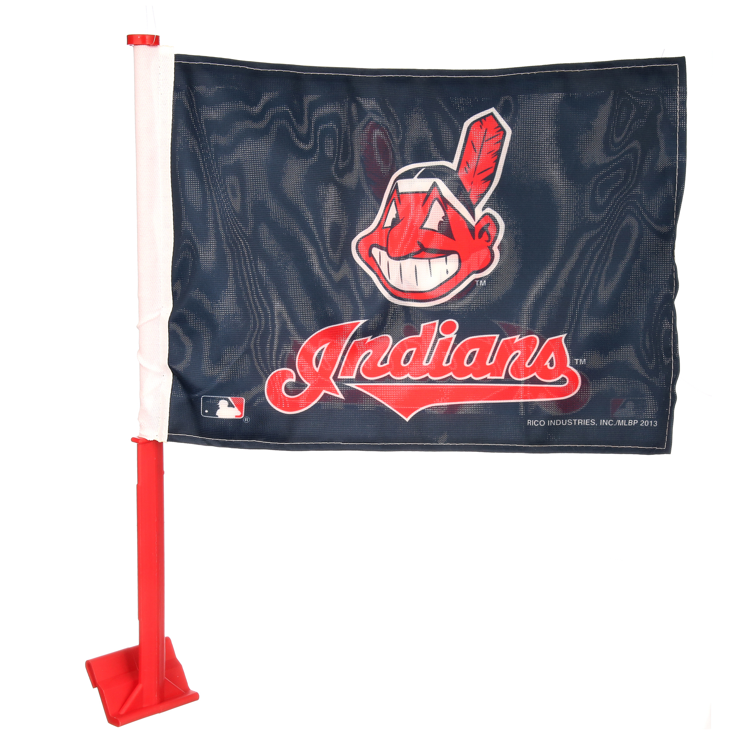 Rico Industries MLB Indians Car Flag with Colored Pole, Red Pole - image 2 of 5