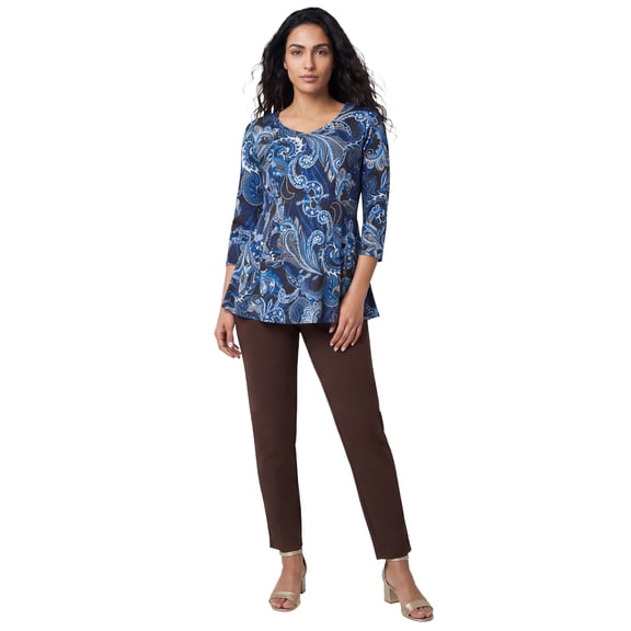 Jessica London Women's Plus Size Knit Crepe Sweetheart Neckline Peplum Top