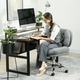 thumbnail image 2 of HOMCOM Armless Office Chair with Wide Thick Padded Seat,Tilt Function, Grey, 2 of 9
