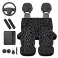 thumbnail image 6 of HUIACONG Leopard Print Car Seat Cover Full Set for Women Black Cheetah Print Car Accessories with Steering Wheel Cover Armrest Cover Seat Belt Pads Headrest Cover Coasters Keychain 14 Pcs, 6 of 8