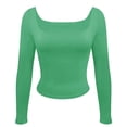 thumbnail image 4 of Tittly T Shirts for Women Basic Tees Women Long Sleeve Crop Tops For Women Slim Fit Going Out Tops Tight Tee Shirts Girl Aesthetic Clothes Tshirts Shirts Long Sleeve Shirts for Women Green S, 4 of 4