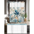 thumbnail image 6 of No Hook Cloth Fabric Shower Curtain with Snap in Liner, Coastal Octopus Waterproof Shower Curtains Set with See Through Top Window, Vintage Summer Beach Coral Ocean Bath Curtains Shower 72"x72", 6 of 6