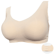 BIMEI Seamless Mastectomy Bra for Women Breast Prosthesis with Pockets Sleep Bras Soft Daily Bras with Removable Pads,Beige,XL