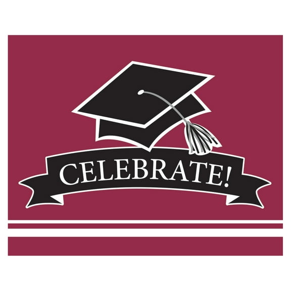 Graduation School Spirit Burgundy Red Invitations, 50 Count