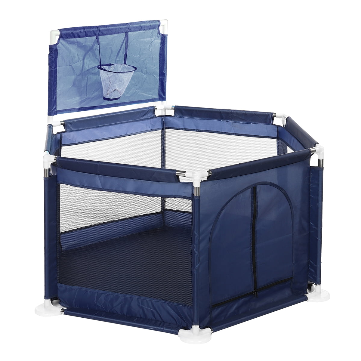 Baby Playpen by 6 Sides with Round Zipper Door Play Pen 18 Pole for Free 10 Ball 