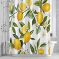 thumbnail image 3 of Yellow Lemon Shower Curtain for Bathroom Decor, Green Leaf White Flowers Farm Plant Summer Waterproof Fabric Shower Curtain, 72"x72" Set with 12 Hooks, 3 of 9