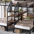 thumbnail image 6 of Harper & Bright Designs Triple Bunk Bed Full Xl over Twin over Twin, Metal Bunk Bed with Storage Shelves and Stairs, Industrial Bunk Bed with Guardrail for 3, Black, 6 of 14