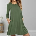 thumbnail image 4 of Uootdi Long Sleeve Shirts for Women A-line Casual Tshirt Dress Casual Loose Swing Dresses Plain Short Dresses with Pockets Gift, 4 of 4