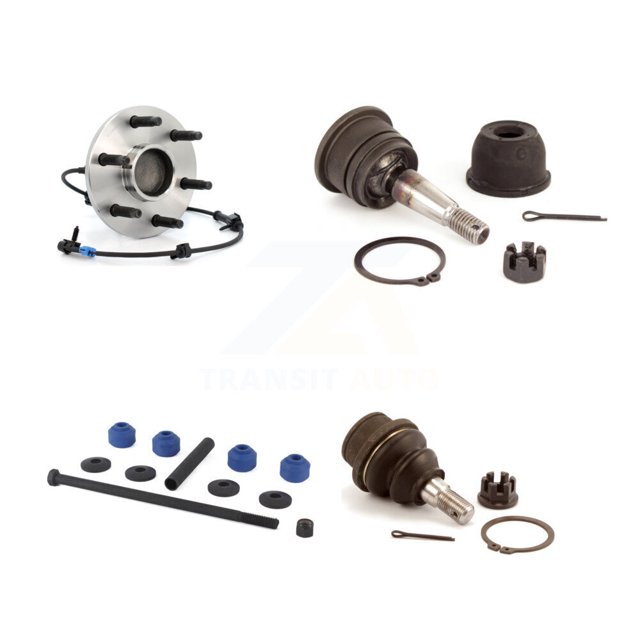 Transit Auto Front Hub Bearing Assembly Upper Lower Ball Joint and Sway Bar Stabilizer Link Kit for Car 2003-2008 Chevrolet Express 1500 GMC Savana RWD - Left Right Side (Driver Passenger) K7T-104827