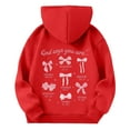 thumbnail image 6 of Byoo Big Girl's Bow Print Long Sleeve Hoodie Pullover Fit with Pocket Hooded Sweatshirt Soft Warm Casual Kids Outerwear for Daily Wear, 6 of 6