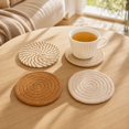 thumbnail image 4 of Anmrize 4Pcs Solid Braided Coaster, Natural Fiber Cup Mat, Plain Woven Drink Coaster, Rustic Table Accessory, Heat Resistant Cup Pad, Solid Natural Woven Round Coaster, Farmhouse Drink Pad, A, 4 of 4