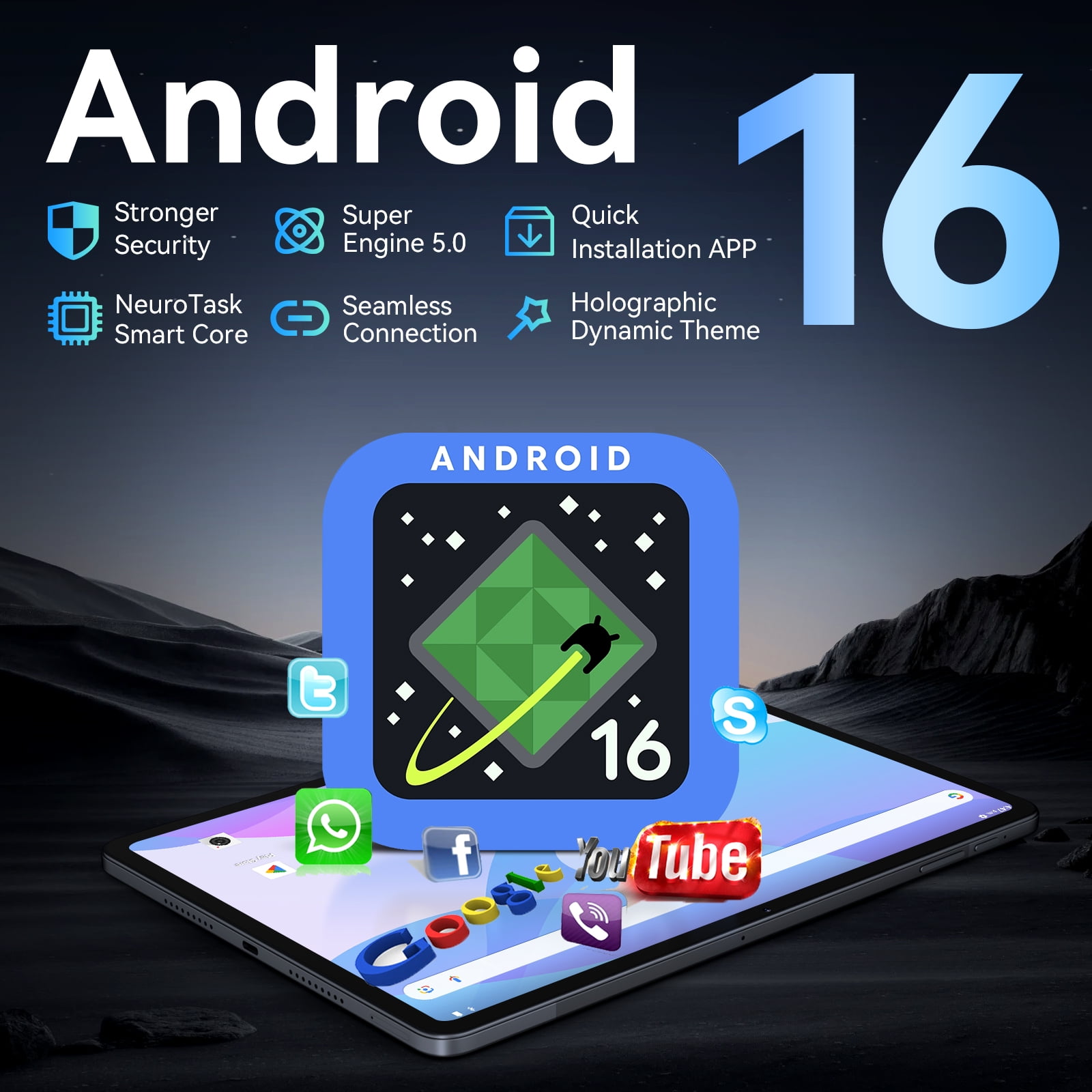 Blackview TABWEE T60 AI Tablet Android 16, 12" FHD IPS Display, 48GB RAM 256GB ROM, Expandable to 2TB, Gemini AI, Octa-Core T7280, 16MP Camera, 10000mAh Battery, 2-in-1 with Keyboard, Mouse & Stylus