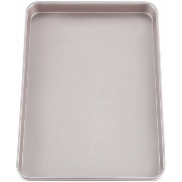 17-Inch Baking Sheet Pan, Non-Stick Carbon Steel Rimmed Cookie Sheet Pan for Oven Roasting Meat Bread Jelly Roll Battenberg Pizzas Pastries 12.8" x 17.7" x 1.1" (Champagne Gold)