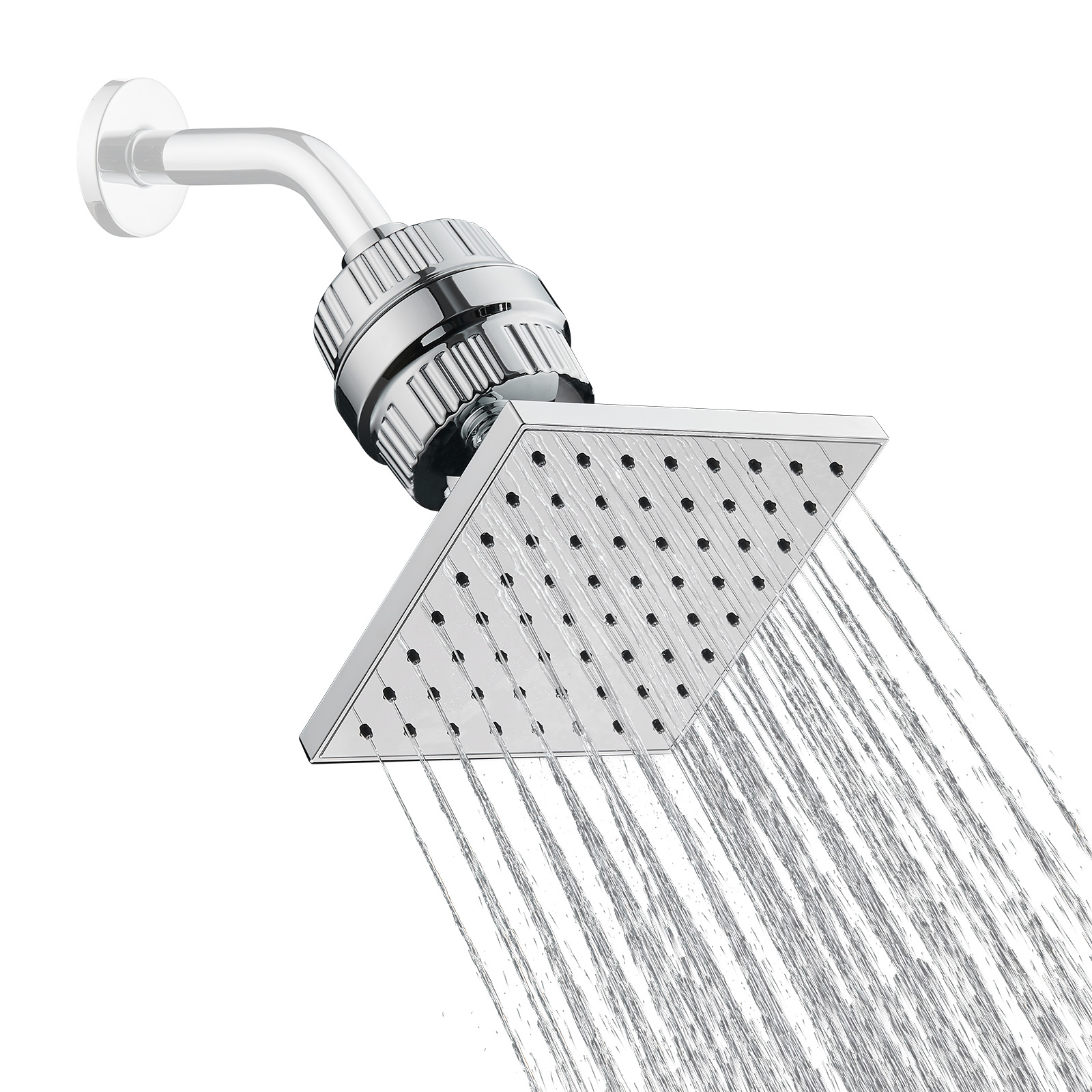Cobbe Square Filter Shower Head Removes Chlorine and Harmful Substances Softens Water Quality Effectively Alleviates Dry Itchy Skin & Hair Chrome