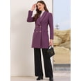 thumbnail image 4 of DARING DIVA Women's Double Breasted Shawl Collar Long Coat With Pockets XL Purple, 4 of 6