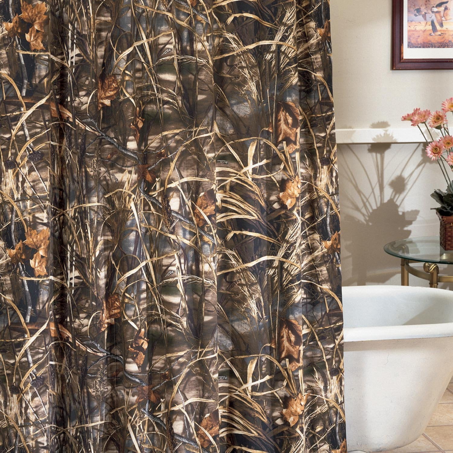 Realtree All Purpose HD Fabric Shower Curtain AP Camo 72" x 72" Rustic Deer Hunt 