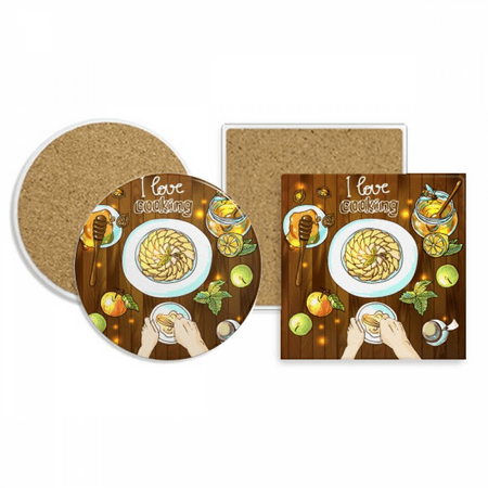 

I love cooking eggs Honey Coaster Cup Mug Holder Absorbent Stone Cork Base Set