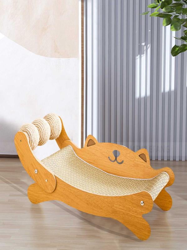 3 - in - 1 Cat Scratcher Bed with Natural Sisal, Large Indoor Cat Hammock & Scratching Post, Wooden Furniture for Scratching, Napping & Play, Toy - Included