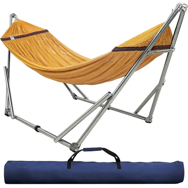 Tranquillo Universal 106" Double Hammock w/Adjustable Stand and Bag, Yellow