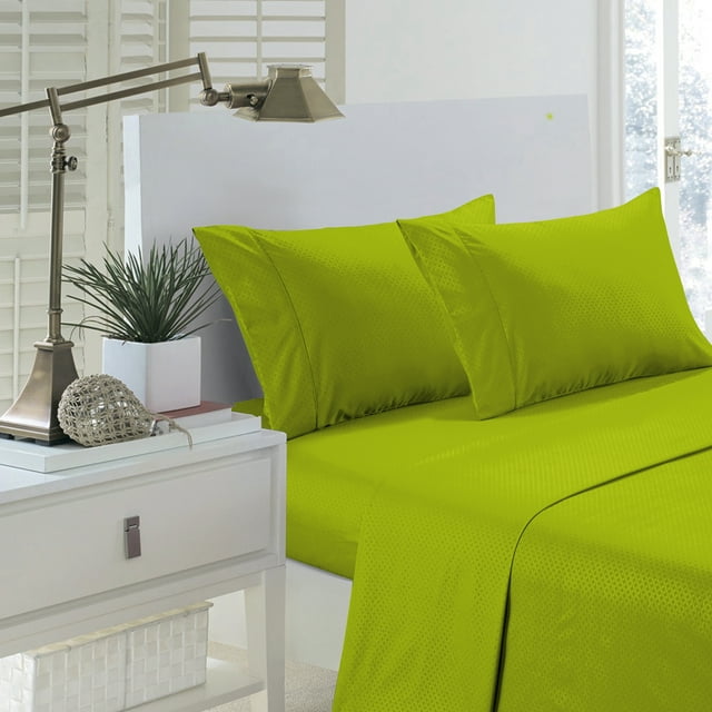Ensemble de Draps Gaufrés Résistants aux Plis de la Collection Pentagon 1800 Series (Très Grand, Vert Lime)