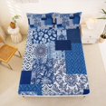 thumbnail image 5 of Homewish Boho Patchwork Plaid Bed Sheets,Abstract Geometric Full Size Sheets,Blue,4 Pieces,1 Flat Sheet, 1 Fitted Sheet and 2 Pillowcases, 5 of 6