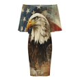 thumbnail image 5 of Vintage Eagle American Flag Women's Off The Shoulder Ruffles Summer Wedding Guest Loose Casual Party Beach Dress, 5 of 9