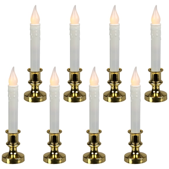 Northlight LED Flickering Window Candles with Timer - 8.5" - Set of 8