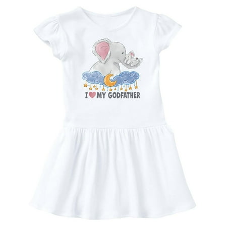 

Inktastic I Love My Godfather Cute Elephants with Moon and Stars Gift Baby Girl Dress