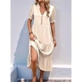 thumbnail image 6 of Womens Summer Casual Dresses Ruffle Short Sleeve V Neck Button Down Boho Beach A Line Flowy Tiered Dress  S, 6 of 8